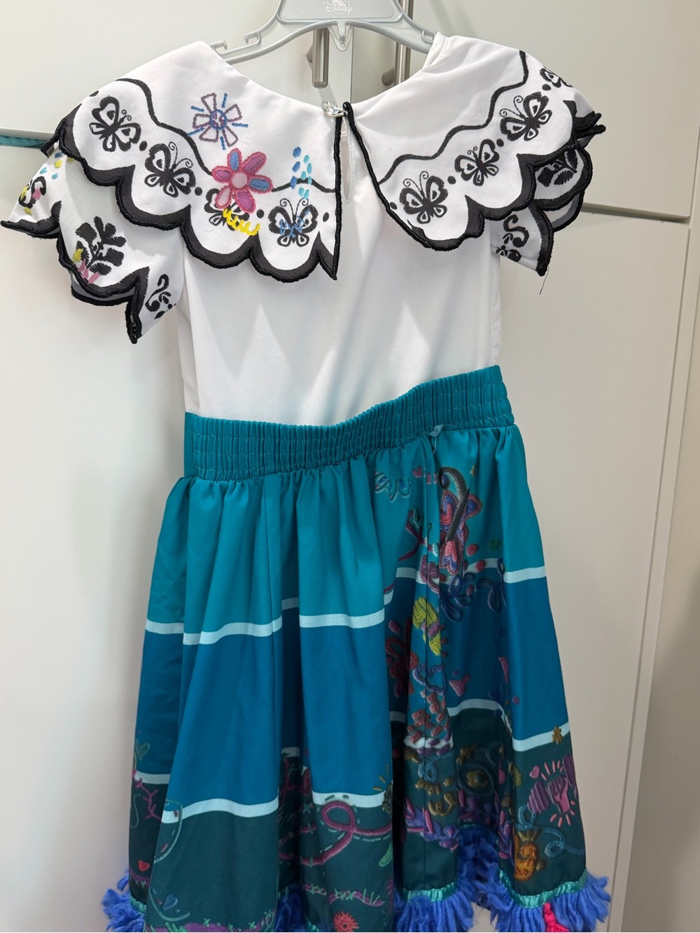 Disney Teal & White Embroidered Collar Floral Dress